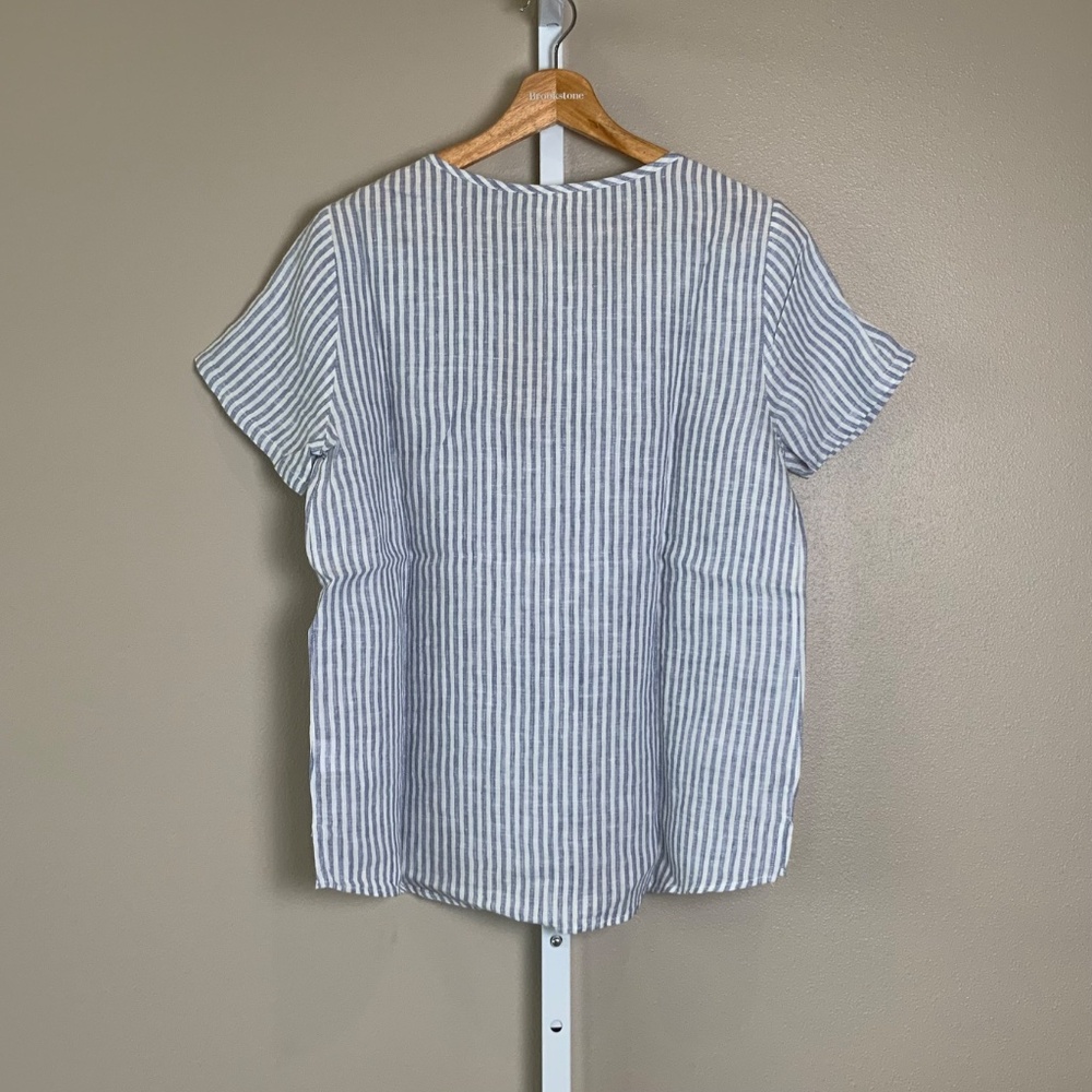 Christian Siriano Striped Short Sleeve Linen Top - Picture 10 of 16
